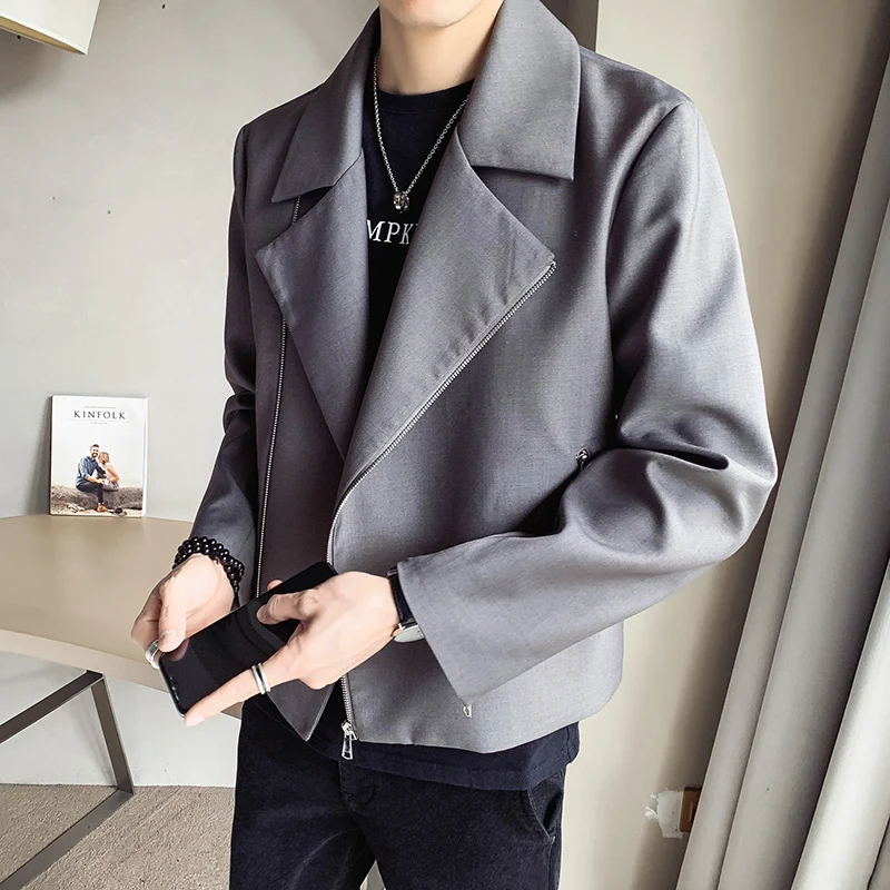 

Fashion trend high quality men's jacket mature handsome lapel single breasted long sleeve men's coat Europe and America simple