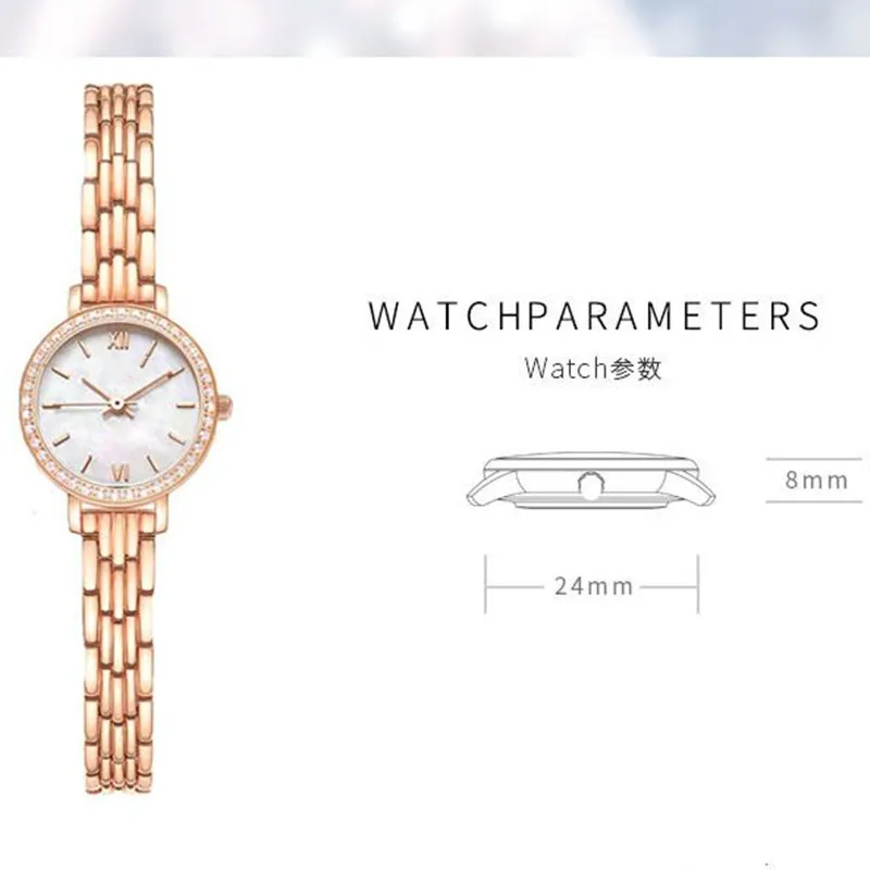 Лидер продаж роскошные женские часы из нержавеющей стали цвета розового золота