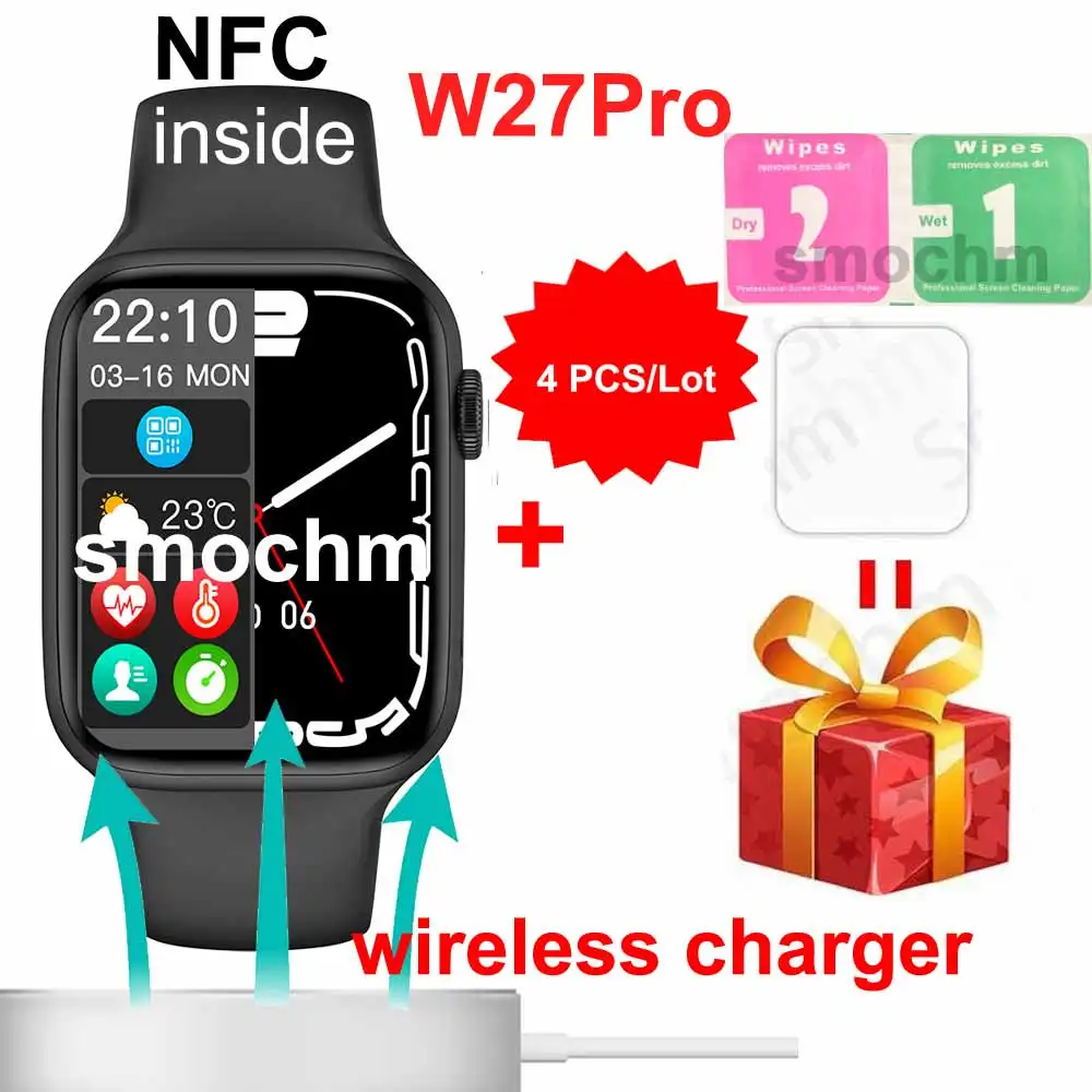 4 Pieces / Lot Smochm W27Pro W27Max Global Version 45MM NFC Smart Watch Customized Faces Waterproof Bluetooth-Compatible Calling