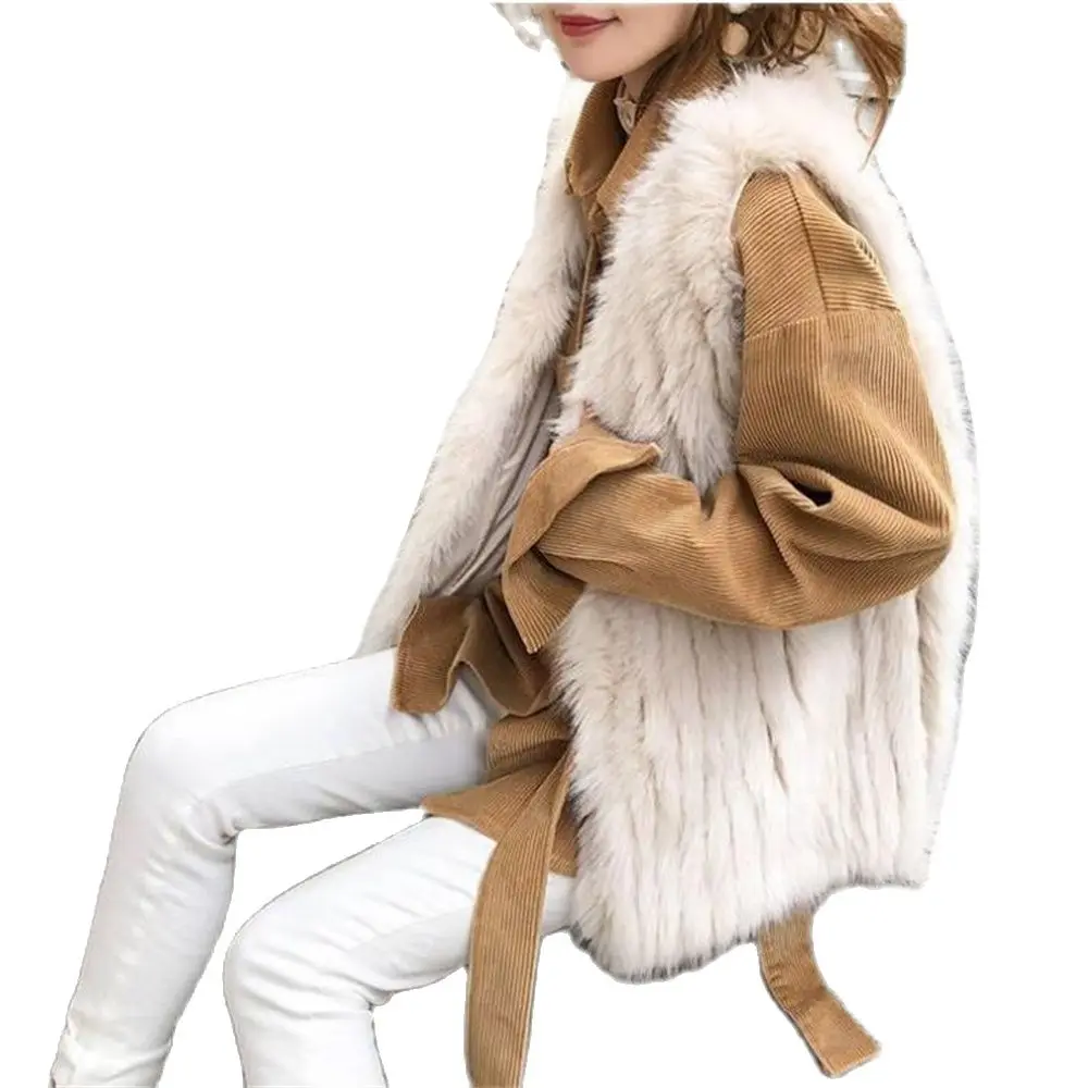 

2024 Autumn Winter Fur Vest Women's New Imitation Fox Fur Medium To Long Fur One Vest Female Sleeveless Vest Loose Cardigan Coat