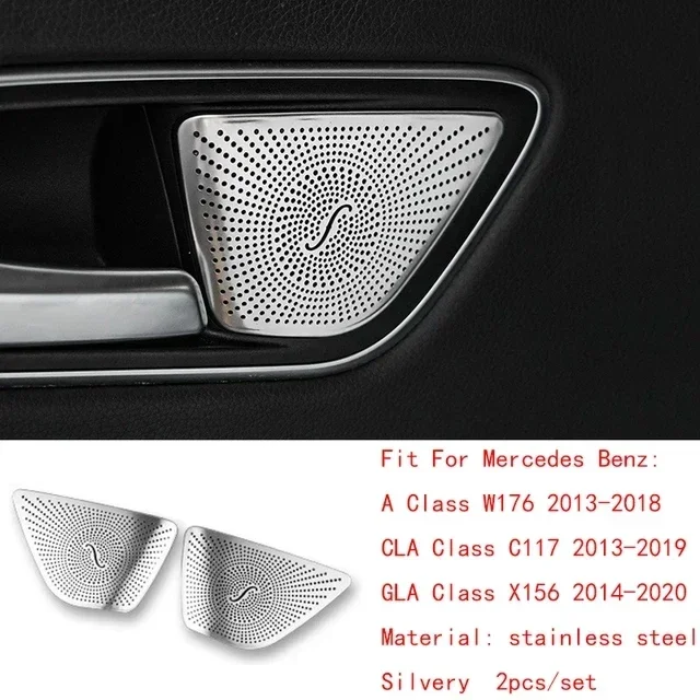 

Для Mercedes-Benz A CLA GLA Class W176 X156 C117 стальные автомобильные дверные динамики стерео декоративная крышка накладка динамика