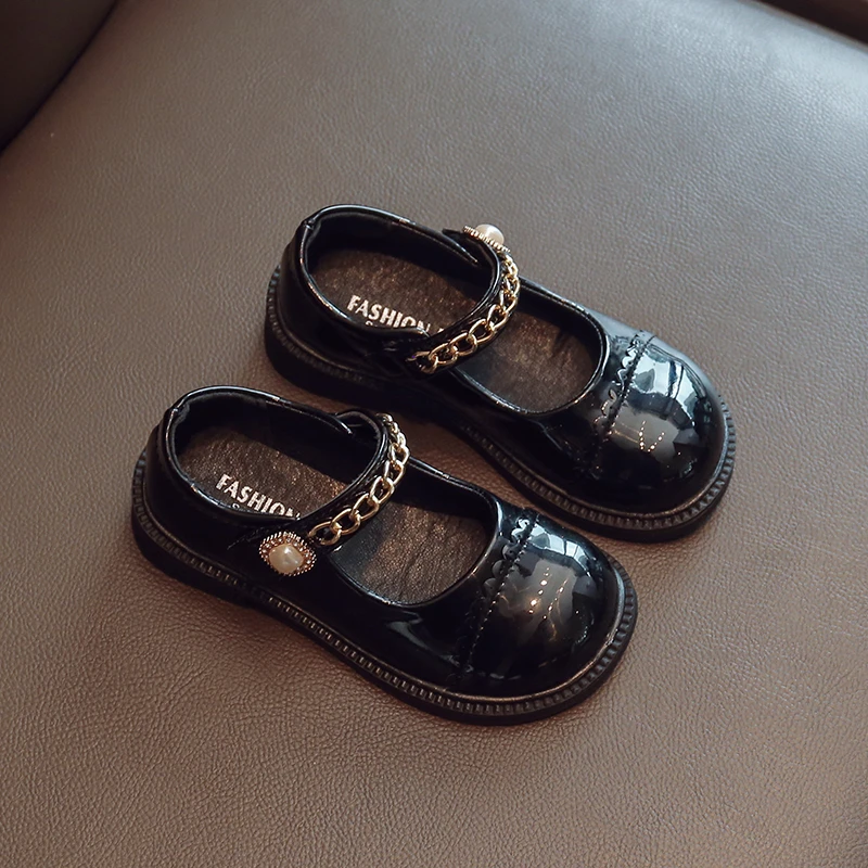 Туфли детские для девочек элегантные мягкие классические аксессуары черные