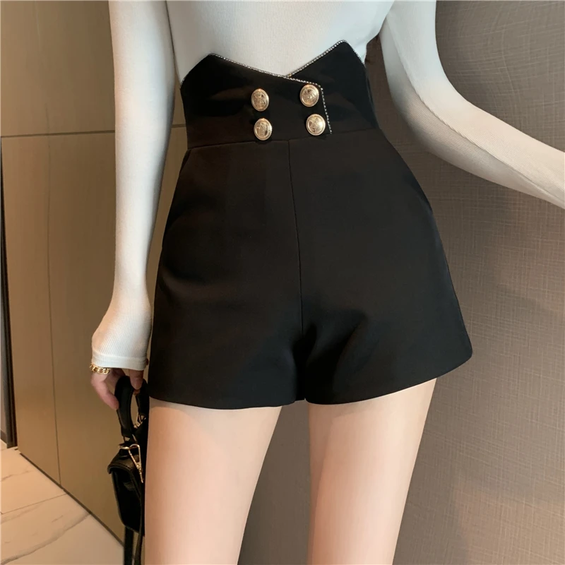 Women's Casual Shorts Y2k Fashion High Waisted Loose Solid Color Lrregular Design Kroean Version Straight Ladie Summer Pants