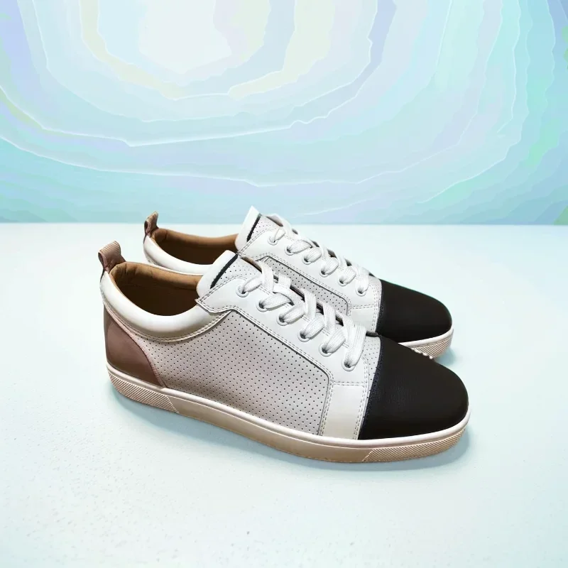 Модные мужские кроссовки с низким верхом и красной подошвой роскошные для