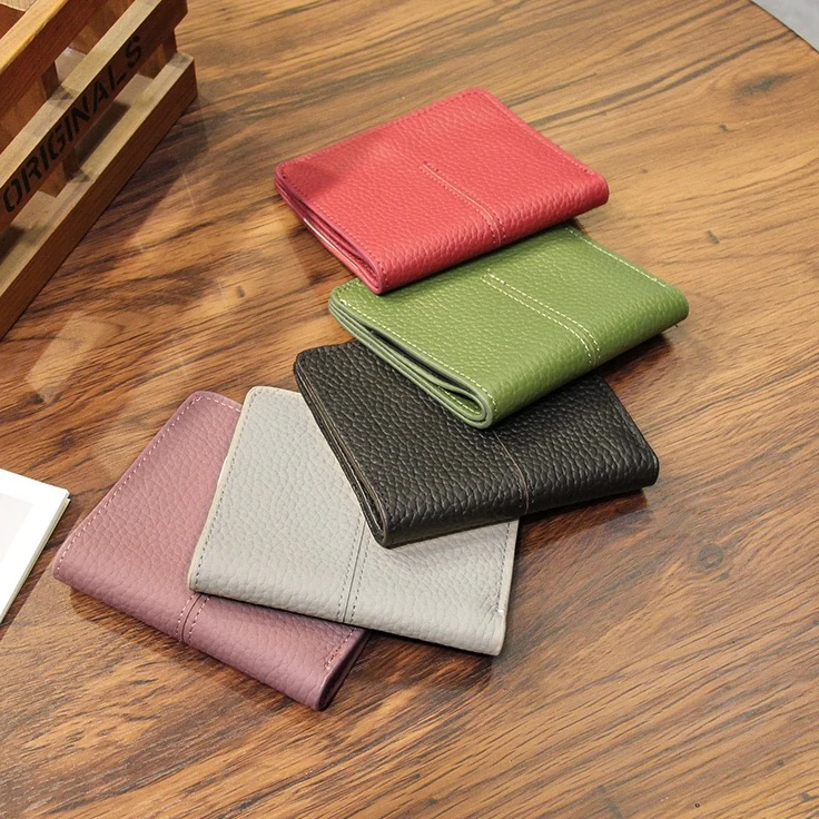 Genuine Leather Women Wallet Small Real Leather Luxury Clutch Super Slim Wallet Purse Card Holder Designer Female Coin Purse