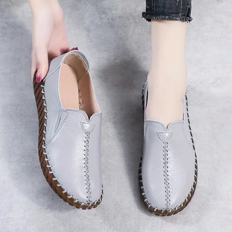 Cozy Orthopedic Sandals Women Genuine Leather Shoes Woman Summer Breathable Hollow Moccasins Women's Wide Fit Loafers Female