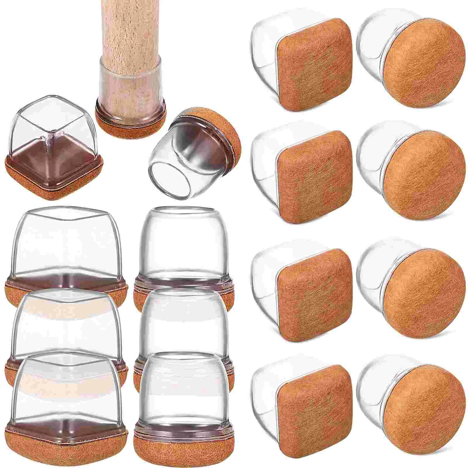 

16 Pcs Clear Chair Anti-skid Furniture Sliders Hardwood Floors Pads Non-slip Round Leg Protectors Tpe Stool Caps Cover