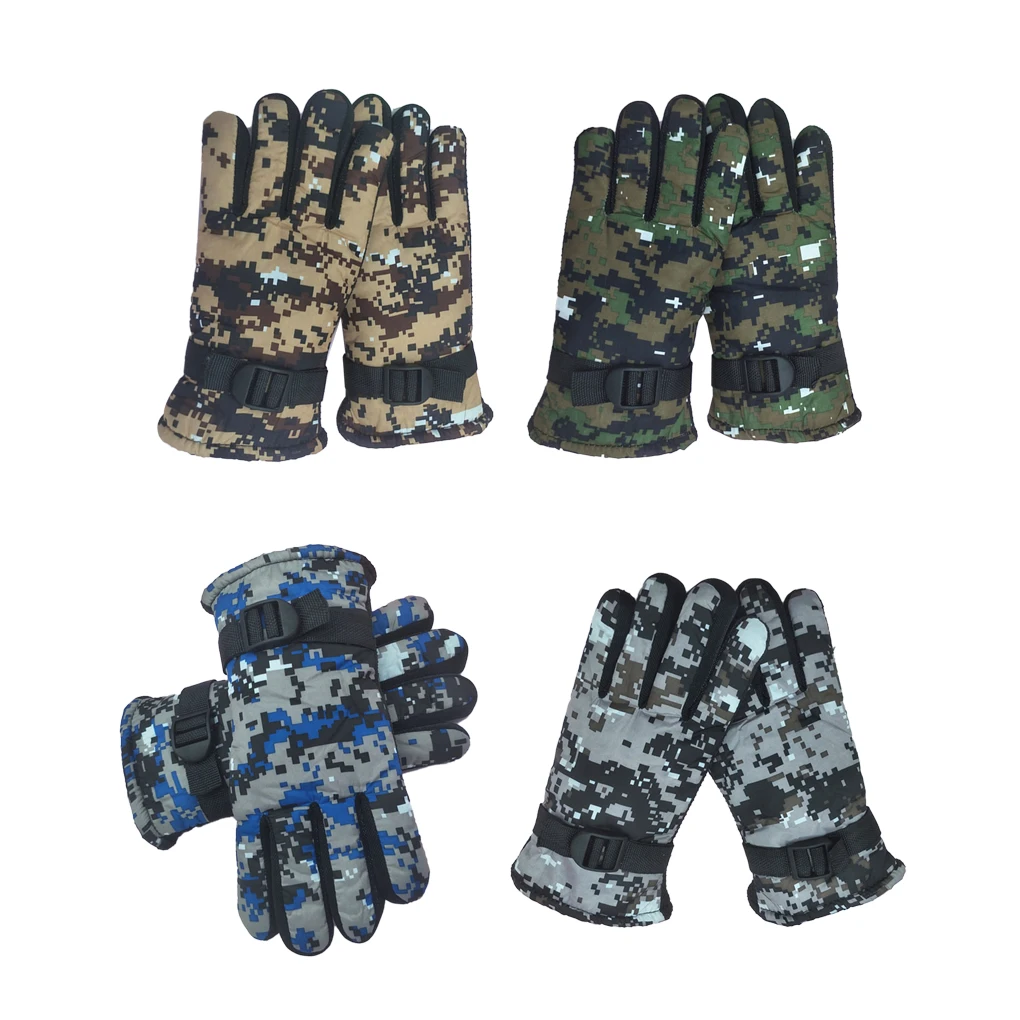 

Kids Gloves Ski Mittens Unisex Fashion Camouflage Mitten Adjustable Skiing Glove for Outdoor Cycling Skating Yellow