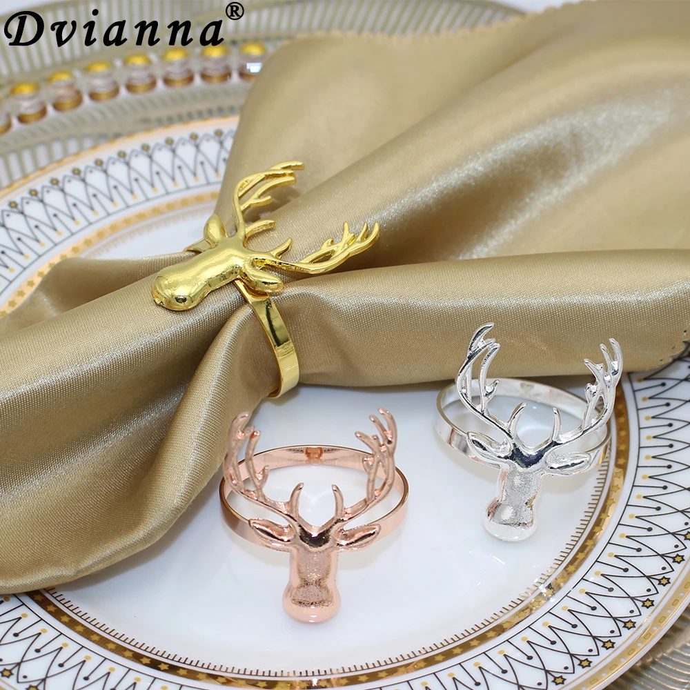 

Dvianna 24Pcs Deer Napkin Rings Christmas Metal Napkin Ring Holders for Christmas Holiday Parties Dinner Table Decoration HWC05