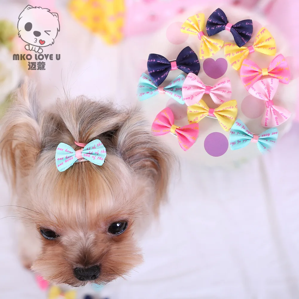

New Print Pet Hairpin Bow for Dog Hair Trim Ribbon Colorful Hairpin Pet Grooming Products Dog Hairpin Dog Cute Bow Hairpin