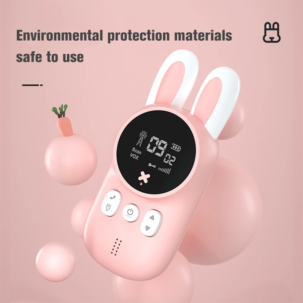 Mini Walkie Talkie Kids Toy Cute Rabbit Walkie Child Phone Handheld Two Way Radio 1-3KM Camping Wireless Intercom Children Gifts