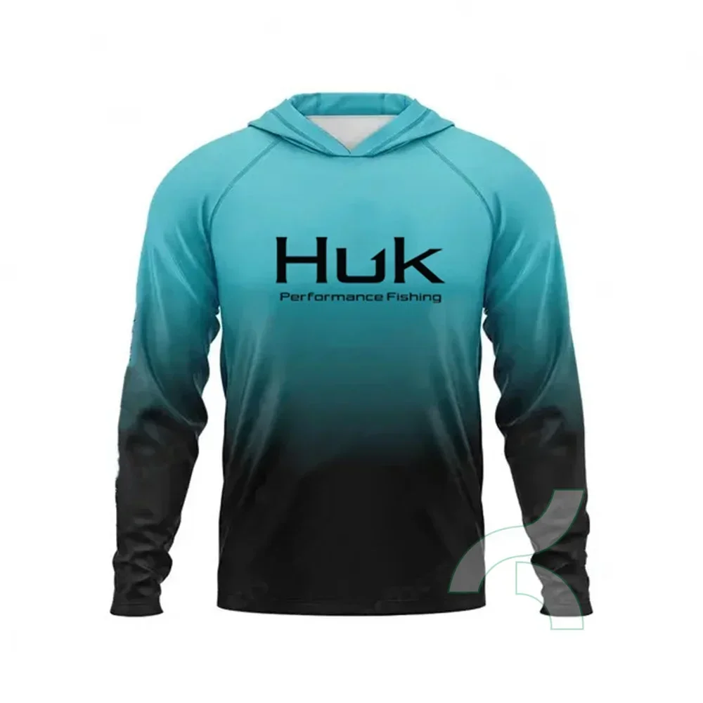 Футболка рыболовная с капюшоном длинным рукавом и защитой от солнца