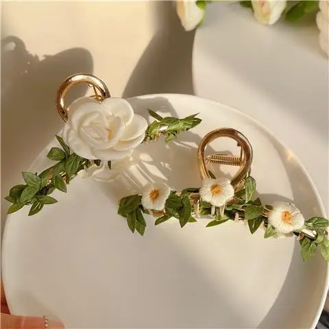 Заколка-краб для женщин Милый Винтажный зажим волос в форме листа цветка хвоста