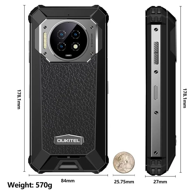 Oukitel WP19 Rugged Phone Night Vision Smartphone 8 GB, 256 GB,21000 mAh Mobile Phone 64M Camera, 90 Hz Helio G95 Cell Phone