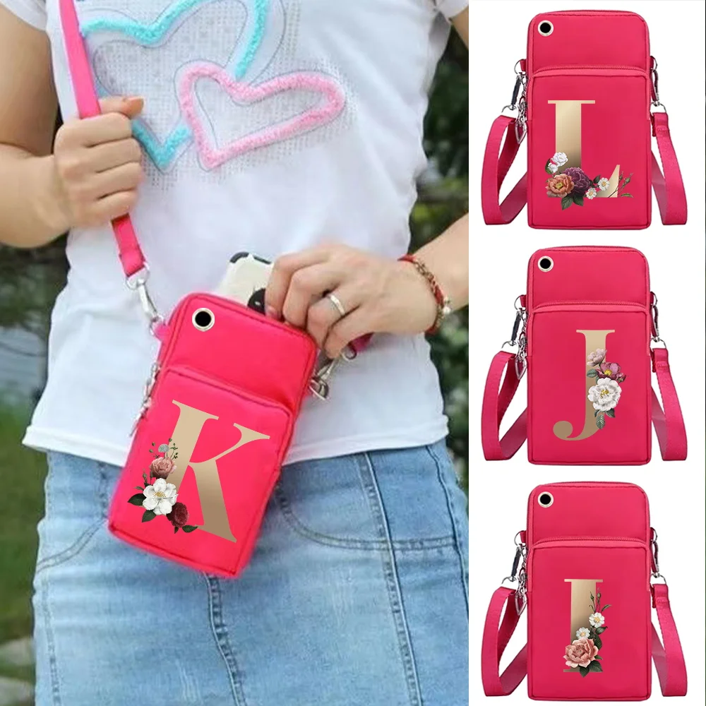 

Mobile Phone Bag for IPhone/Huawei/Samsung Cell Cover Purse Outdoor Arm Bags Sport Accessories 26 Letter Series Organizer Wallet