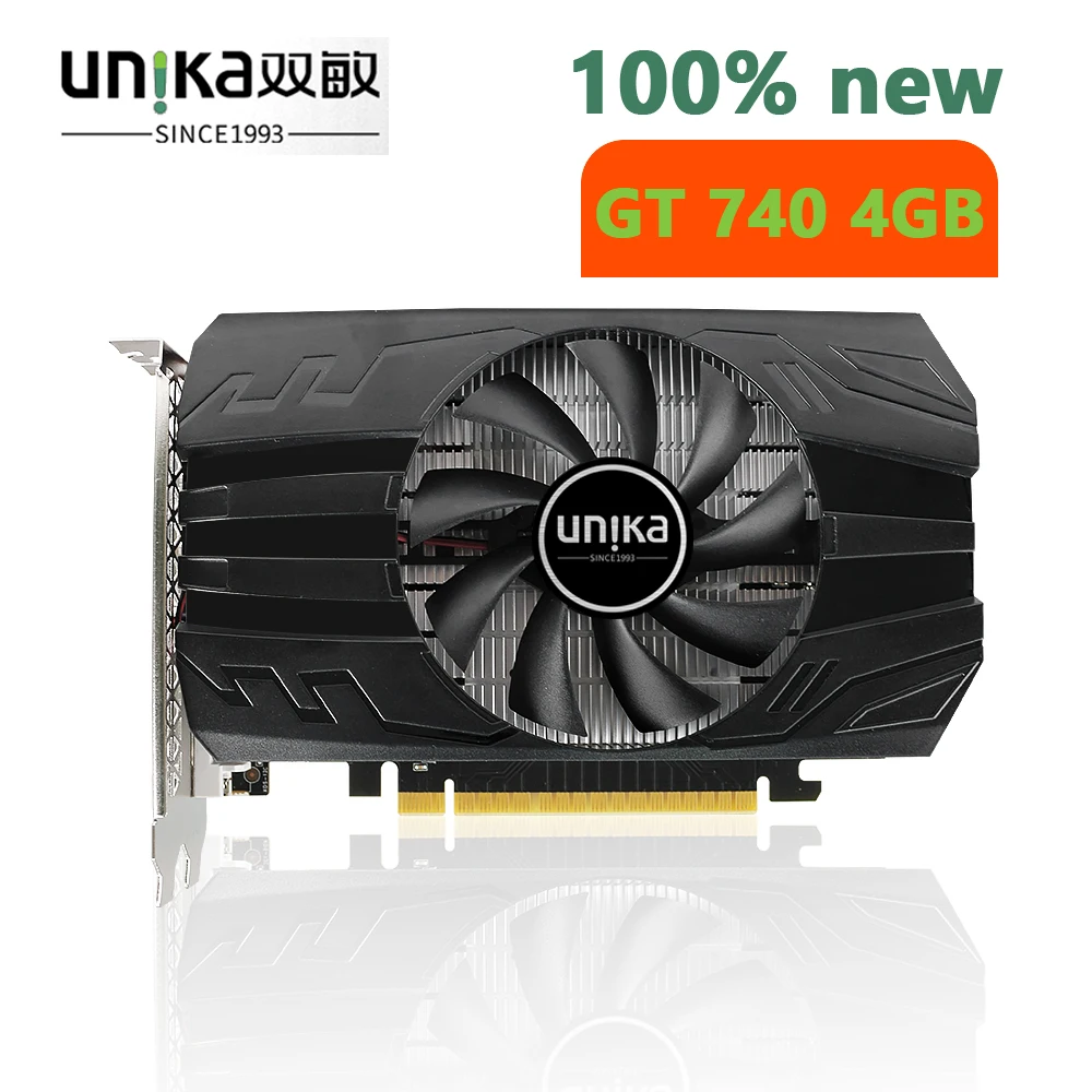 100% NEW Brand UNIKA GT740 4GB Graphic Card For NVIDIA GeForce GT 740 Series GTX740 4G 4GD5 Graphics Less 60W Video Card PC Map