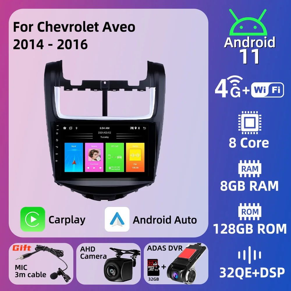 

Stereo Receiver for Chevrolet Aveo 2014 2015 2016 2 Din Car Radio Android 8.1 GPS Navigation Multimedia Player Headunit