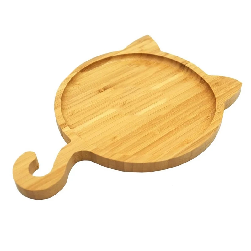 

Бамбуковая сервировочная тарелка с рисунком мультяшного кота, Экологически чистая детская столовая посуда, лоток для фруктов/кондитерских...