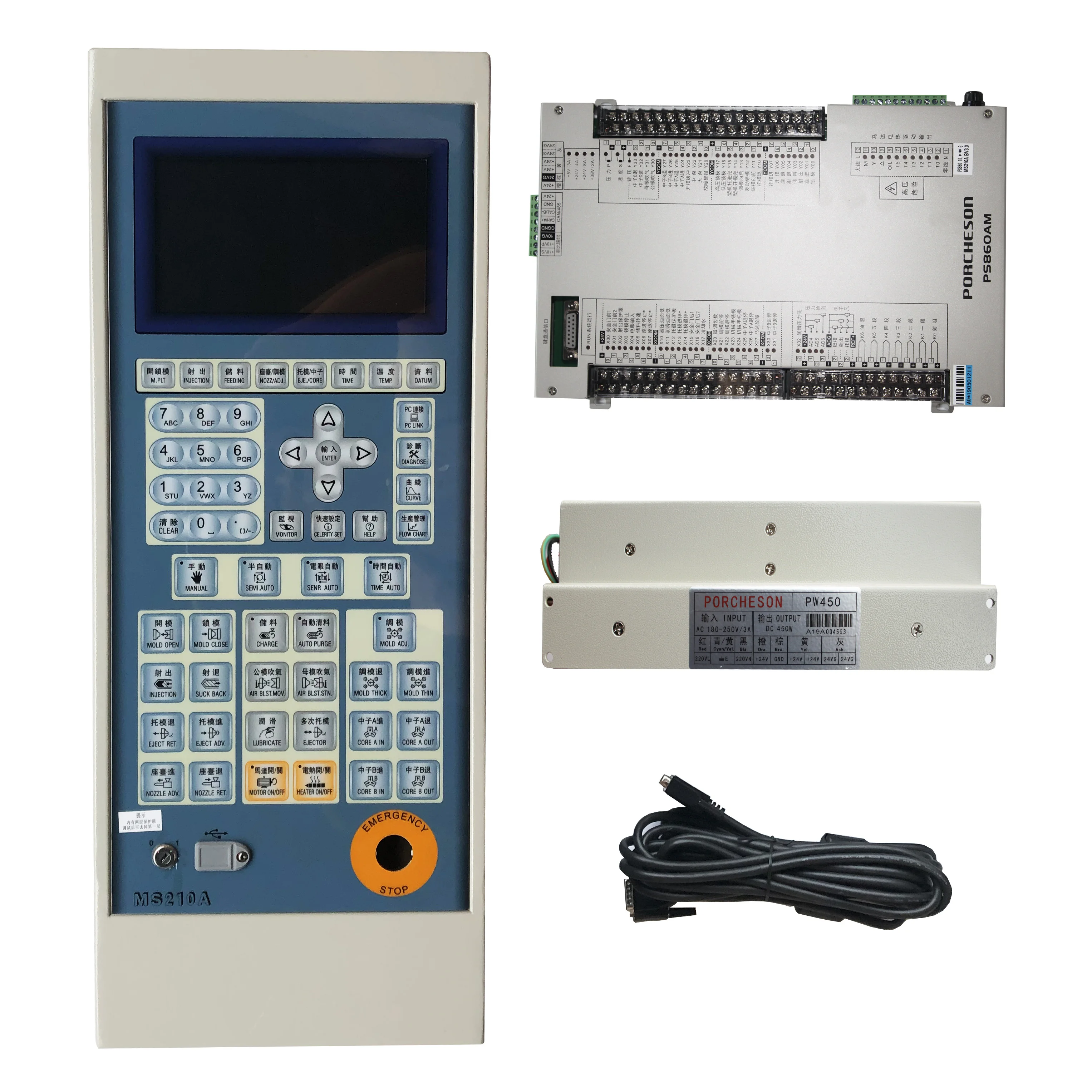 

PORCHESON PS860AM MS210A control system(7''TFT display panel) PLC for plastic injection molding machine NEW & ORIGINAL