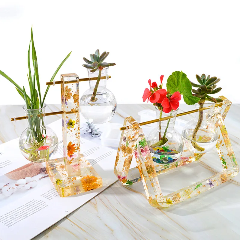 

DIY Crystal Epoxy Resin Mold Creative Vase Rack Mold Hydroponic Rack Flower Device U-shaped Cultured Water Plant Mirror Silicone