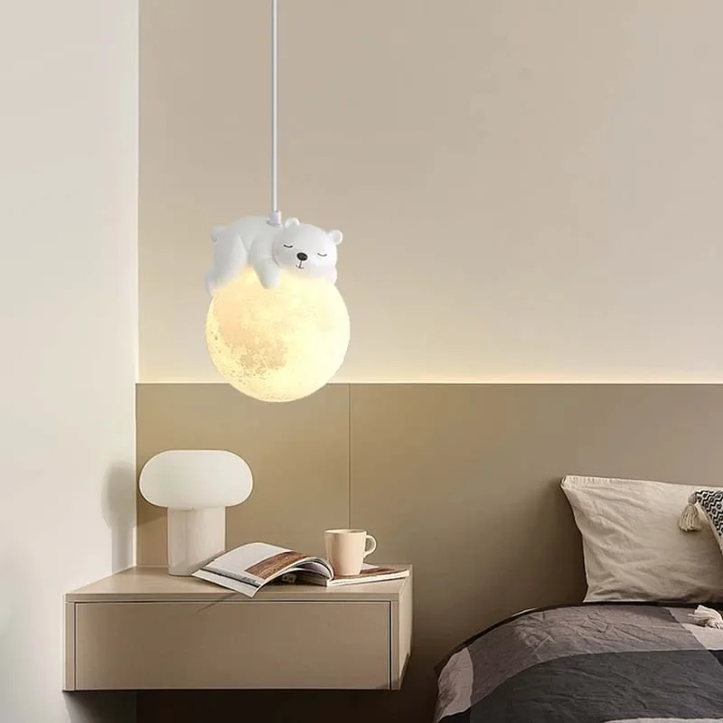 Nordic Little Bear LED Pendant Lamp Cute Rabbit For Hanging Dining Room Child Bedroom Bedside Chandelier Home Decor Fixture