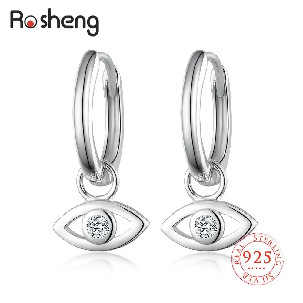 

Rosheng Real 925 Silver CZ Charm Eye Pendant Dangling Drop Earring for Women Eyelash Earring Ear Jewelry for Girl Gift 2022