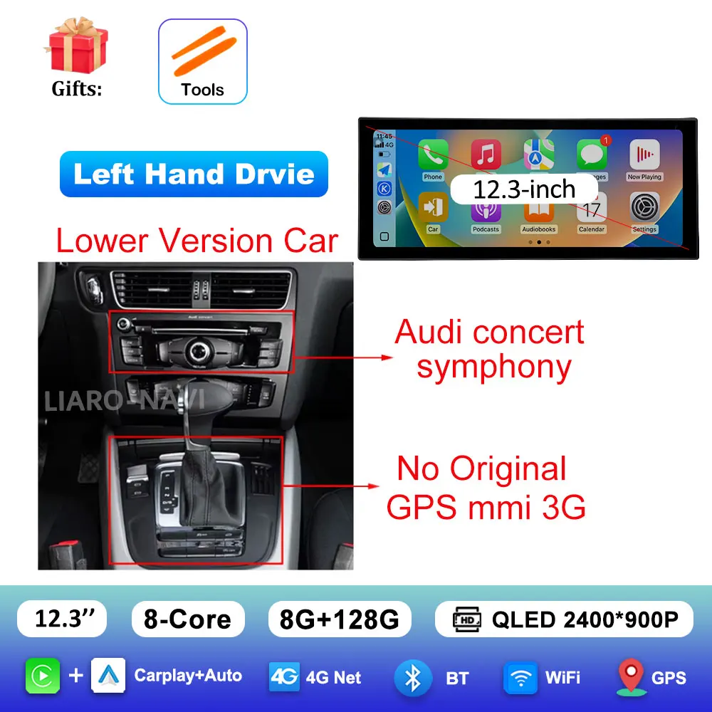 

Автомагнитола Android 16 с беспроводным CarPlay для Audi A4 B8 A5 2009-2016, GPS-навигация, ультратонкий экран, DSP, стерео, Wi-Fi
