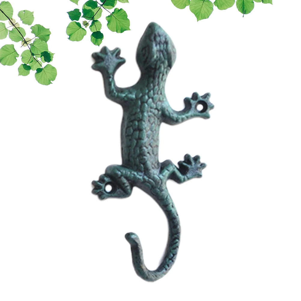 

Hook Gecko Wall Iron Decor Hanger Coat Metal Hangingrack Holder Key Creative Screws Durable Duty Adornoment Mounted Ornament