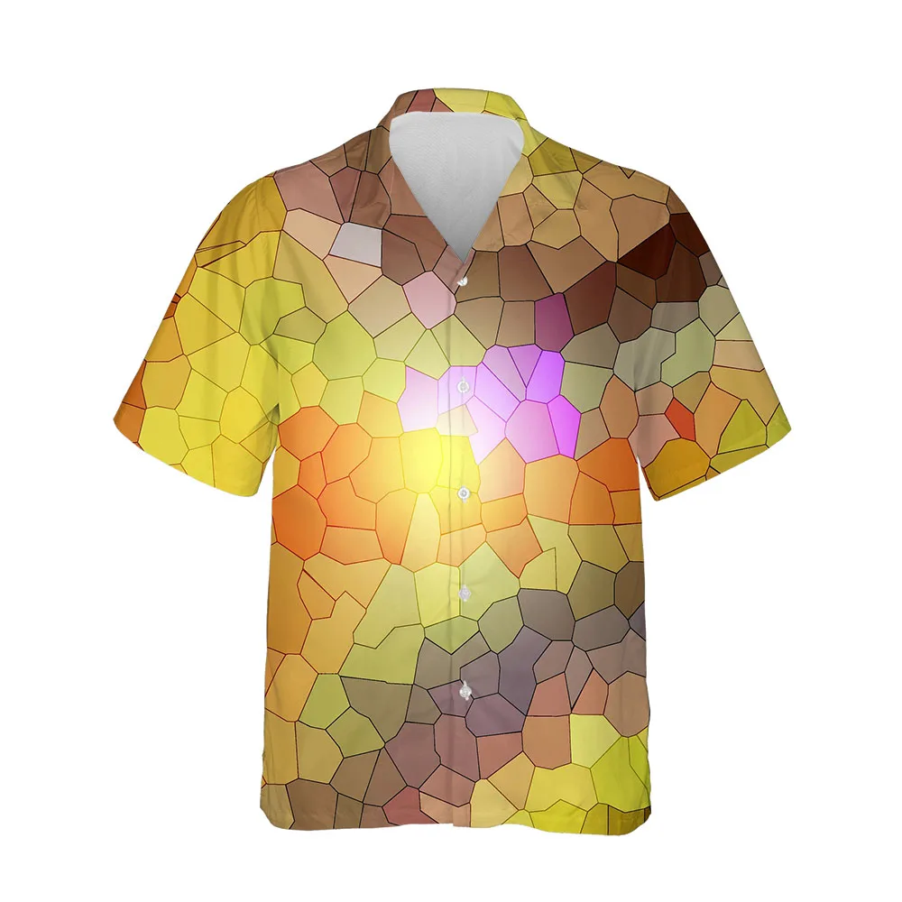 Jumeast New 3D Men's Clothing Summer Plaid Shirts For Men Casual Mens Hawaiian Shirt Short Sleeve Breathable Oversized Blouses