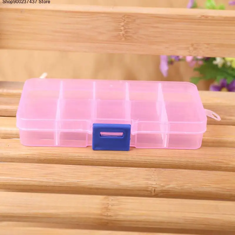 

Adjustable Jewelry Beads Pills Nail Art Tips Storage Box 10 Grids Case Newest Desk Plastic Sundries Container Hot Selling