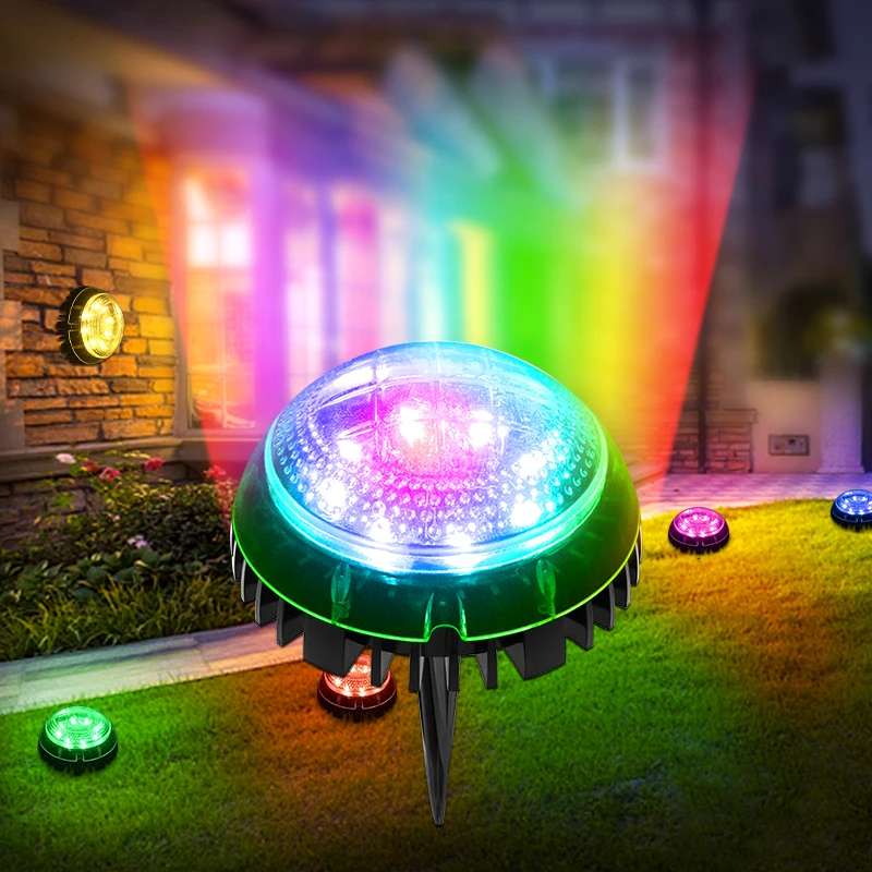 

Solar Ground Lights Outdoor IP68 Waterproof Decorative Point Source Solar Lamp Lighting 8 LED Disk Light for Yard Deck Lawn