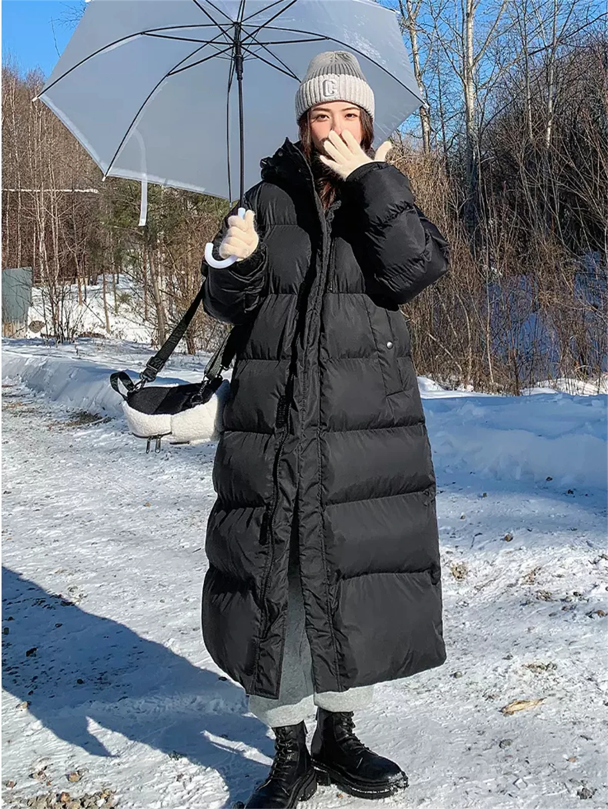 Down Cotton Jacket For Women In 2022 New Cotton Jacket Medium Length Over Knee Ins Loose and Thickened Cotton Jacket  Coat