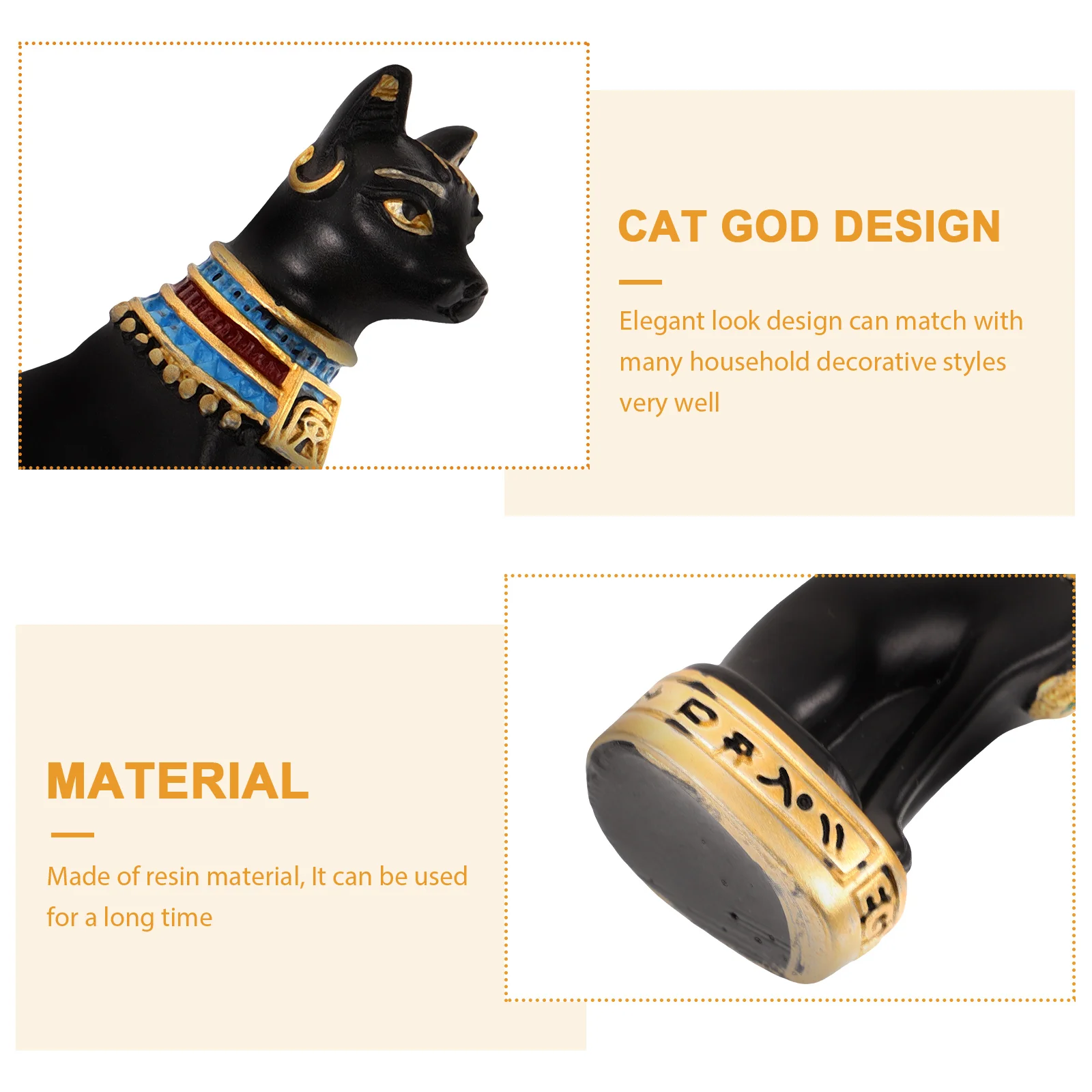 Maneki Egyptian Cat God Ornament Retro Decor Japanese Cabinet Figurine Black Decorate