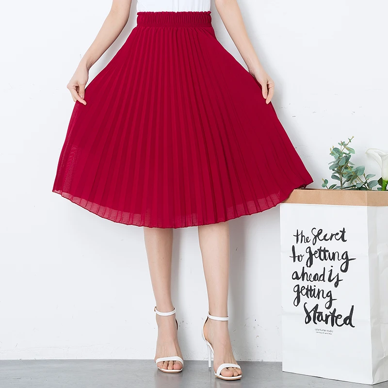 Летние шифоновые юбки для женщин новая модная эластичная шифоновая