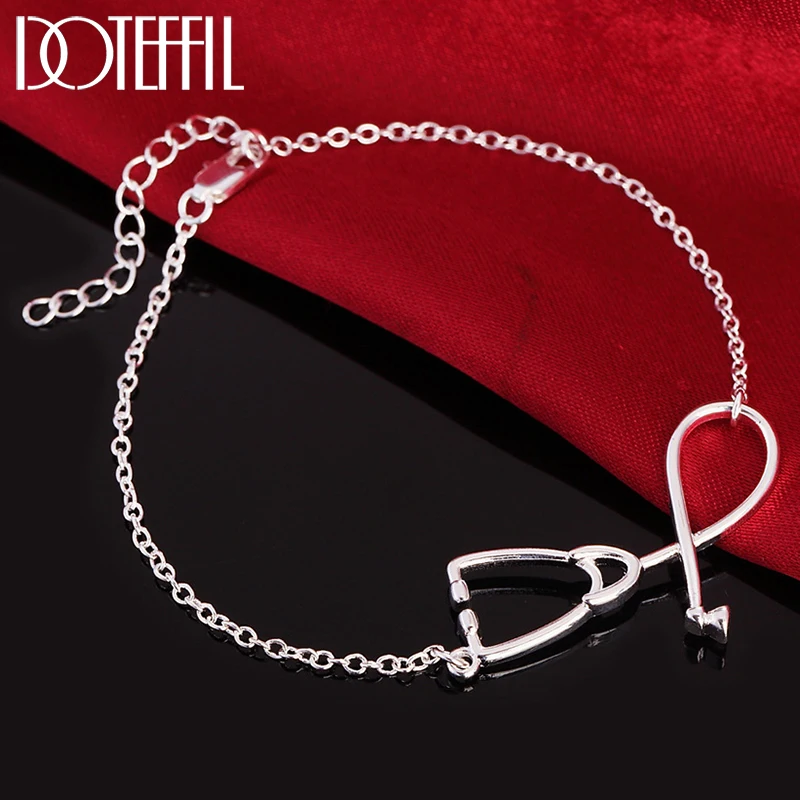

DOTEFFIL 925 Sterling Silver Stethoscope Bracelet Chain For Women Wedding Engagement Party Fashion Jewelry