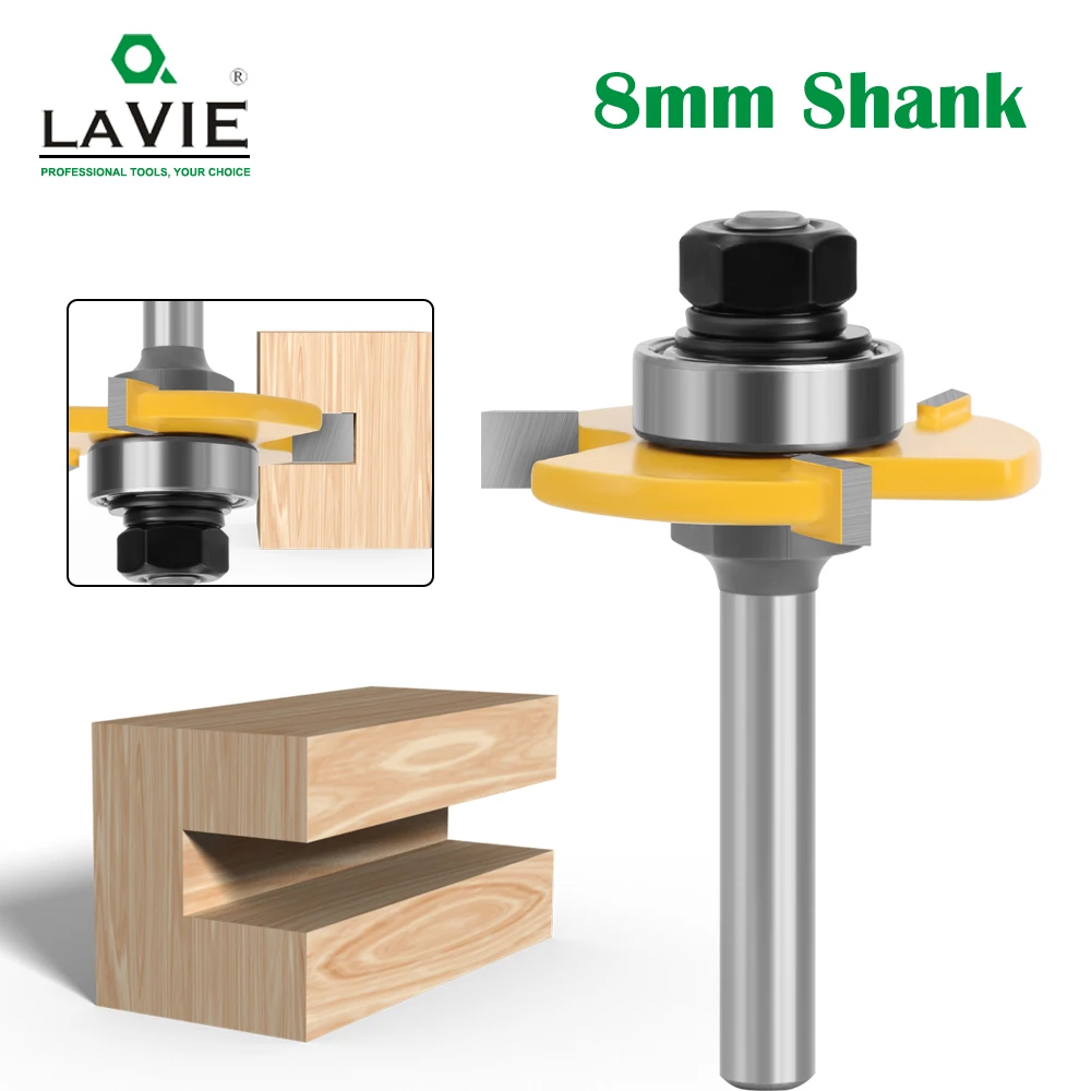 LAVIE 8mm Shank T Slot Router Bit with Bearing Slotting Milling Cutter for Woodworking -C C081444706Y