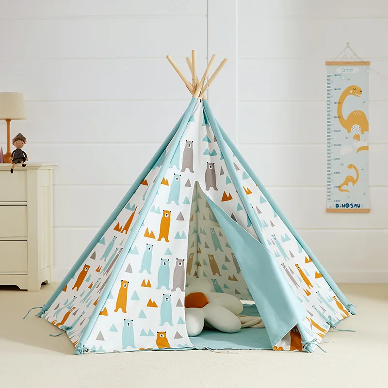 

Портативная детская палатка Wigwam, складные детские палатки с окном, хлопковая детская игровая палатка для маленьких девочек, декор для детск...