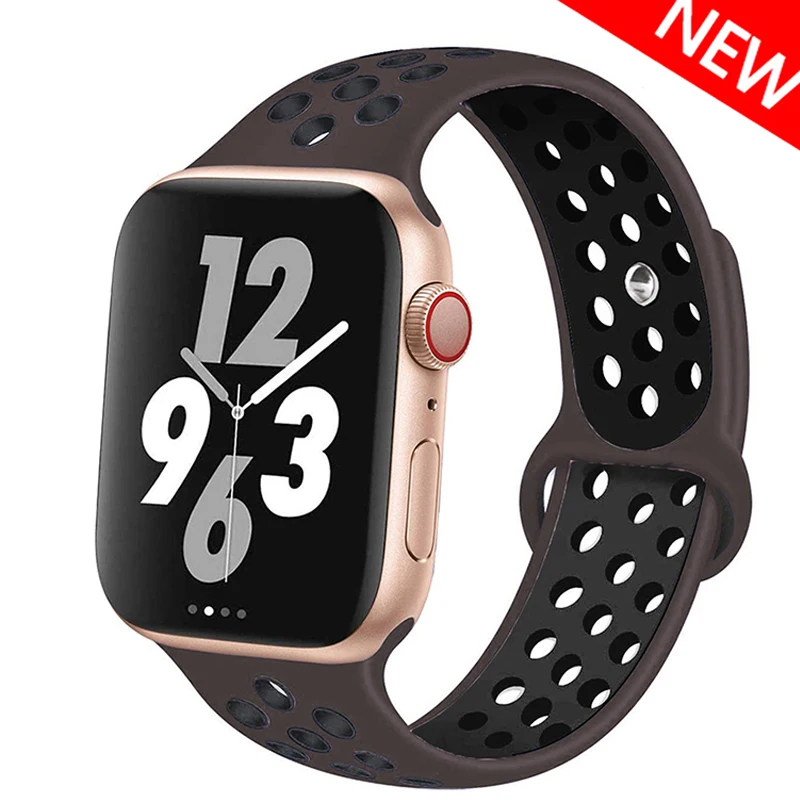 Ремешок силиконовый для Apple Watch band 44 мм 40 мм 41 мм 45 мм, резиновый  спортивный браслет для смарт-часов iWatch Series 3 se 4 5 6 7 | АлиЭкспресс