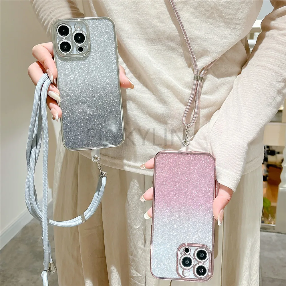 Блестящий чехол для телефона с ремешком через плечо Huawei Honor X8B X8A X8 X7 X7A X9 X9A 4G 5G