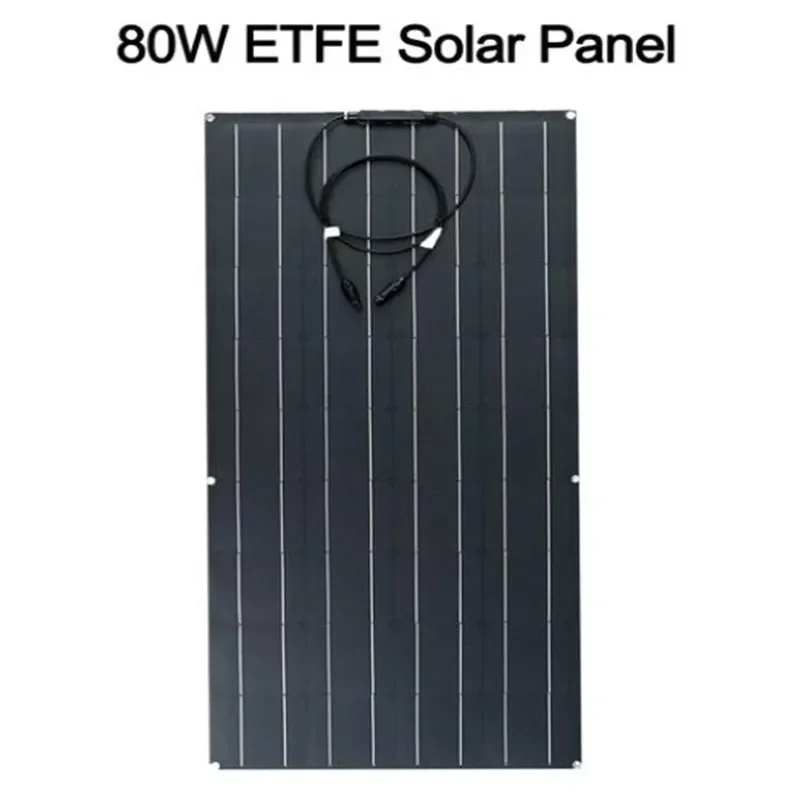 

2023New 80W ETFE Solar Panel Semi flexible solar panel monocrystalline solar cell 18v solar system energy kit 12v solar charger