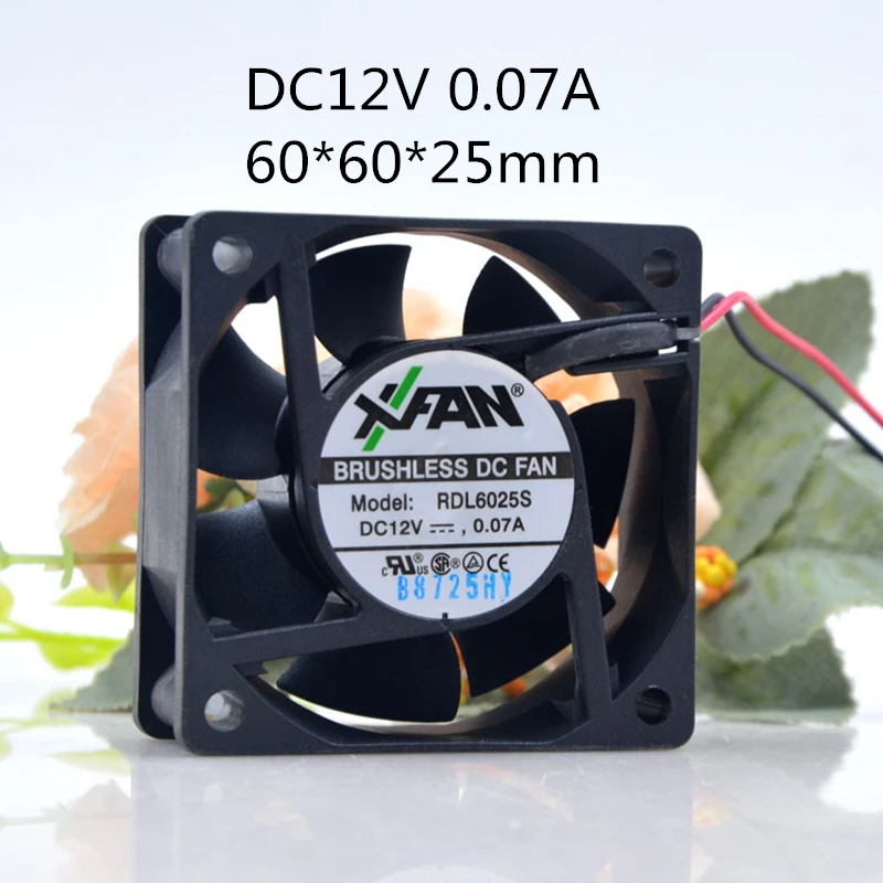 Новый оригинальный 60*25 мм RDL6025S 12 В 0.07A 6 см 6025 2-проводной бесшумный вентилятор охлаждения шасси компьютера