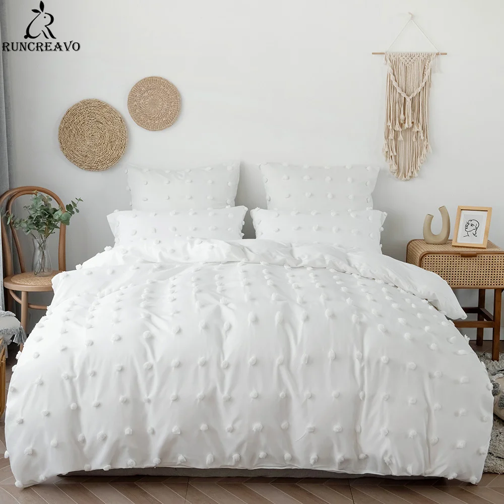 

Solid Color Cut Flowers Balls Duvet Cover Double King Nordic Bedcovers Simple White Grey Bedding Set Pillowcase (no Bed Sheet)