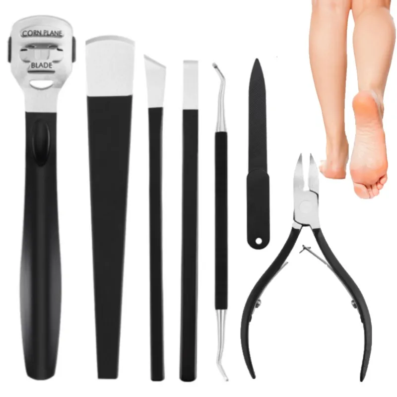 

7Pcs/Set Stainless Steel Toe Pedicure Knife Nail Clipper Feet Scraper Tools Set Dead Skin Removers Nail Remove Cuticle Tools