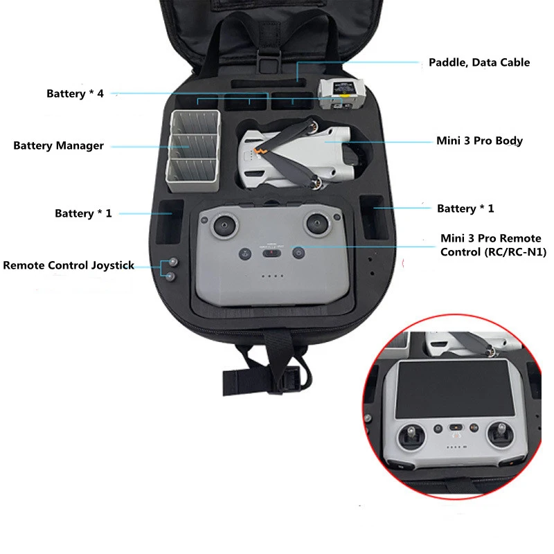 for DJI Mini 3 Pro Storage Case Portable Suitcase Hard Case Waterproof Explosion-proof Carrying Box RC Controller Accessories