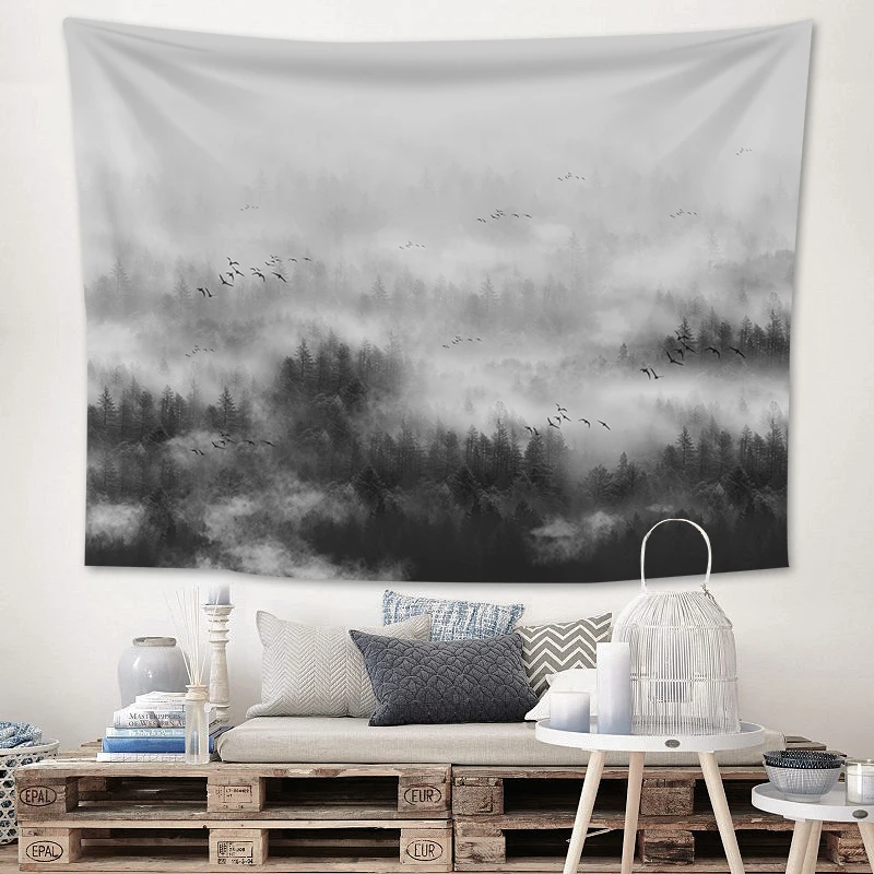 Подвесная ткань в китайском стиле, красочный пейзаж, настенное украшение для спальни, покраска, гобелен, украшение для комнаты, настенное украшение