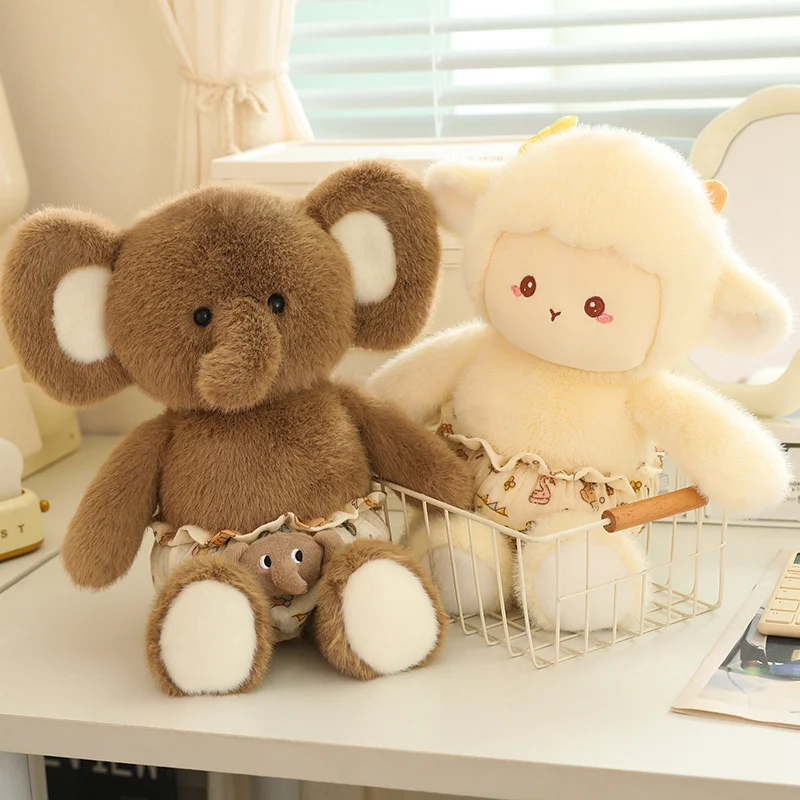 Новинка 2025 года милые плюшевые подушки со слоном динозавром выдрой овцом мягкие