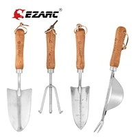 ezarc 4pcs garden tools set for gardening orchard bonsai kit stainless steel garden set utensils with rake shovel and forks