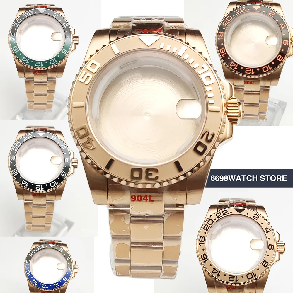 Мужские часы 40 мм розовое золото водостойкий Чехол из нержавеющей стали GMT Безель