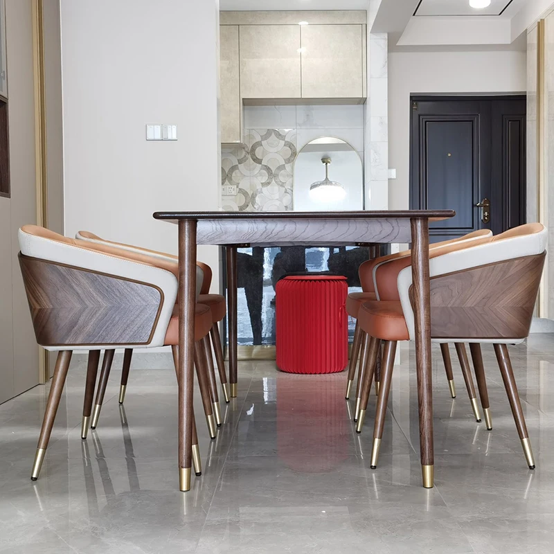 

Modern Dining Chairs Lounge For Kitchen Furniture Luxury Wooden Finish Armchair High Quality Nodic Chairs Comfortable Seat
