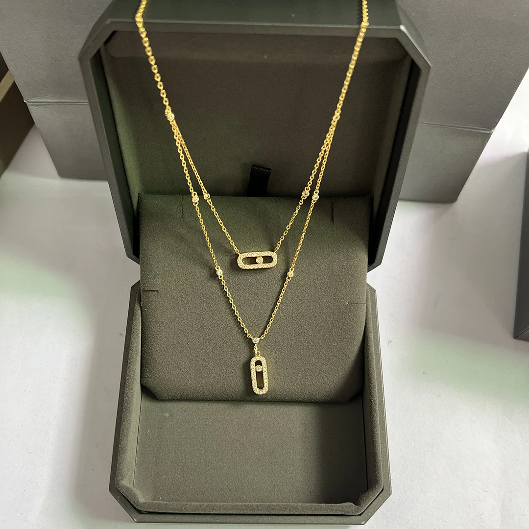 Роскошное Двухслойное ожерелье из искусственного серебра. Модный и изысканный